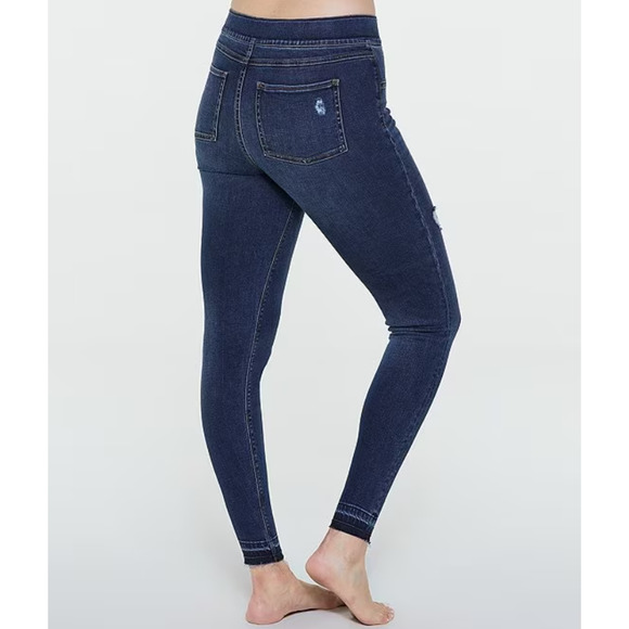 Spanx Distressed Denim High Rise Elastic Waist Jeggings Blue Size SP - Picture 4 of 7